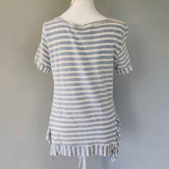 Anthropologie Sunday in Brooklyn Blue and White Stripe Short Sleeve Top Size M - Picture 2 of 13